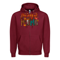 Burgundy thankful mama cow Zipper Hoodie - RacoonDesign