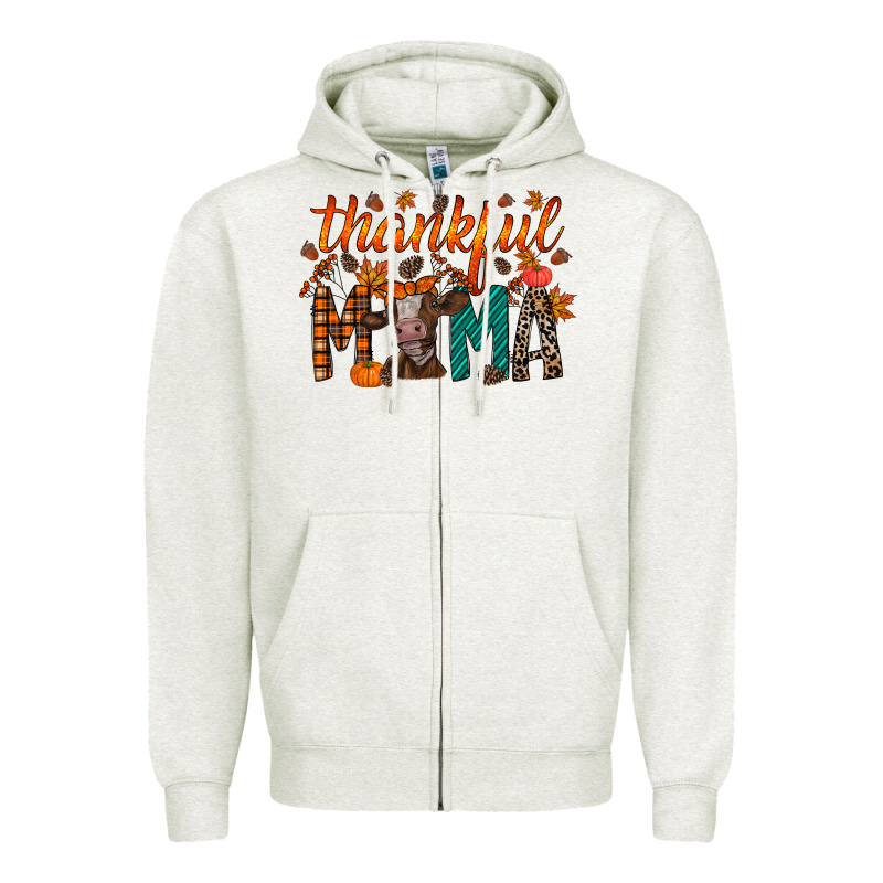 Thankful Mama Cow Zipper Hoodie by RacoonDesign | Teevron