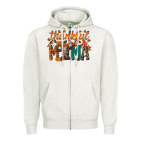Oatmeal Heather thankful mama cow Zipper Hoodie - RacoonDesign