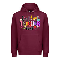 Burgundy iBest Teacher Ever Premium Hoodie - CowhideDigitalArt