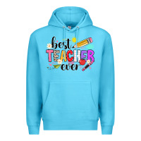 Ocean Blue iBest Teacher Ever Premium Hoodie - CowhideDigitalArt
