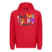Red iBest Teacher Ever Premium Hoodie - CowhideDigitalArt