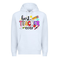 White iBest Teacher Ever Premium Hoodie - CowhideDigitalArt