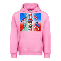 Fuchsia Pink american flag  and america Urban Hoodie - AdoDesignShop