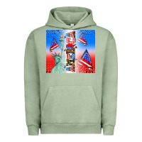 Pigment Oil Green american flag  and america Urban Hoodie - AdoDesignShop
