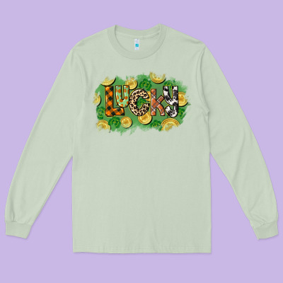 Western Lucky St. Patrick's Day Long Sleeve Tee Designed By Cowgirlartshop