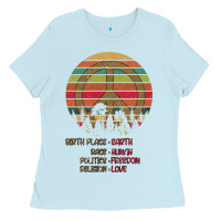 Baby Blue Birthplace Earth Race Human Peace Sign Hippie Ladies Tee - Bettercallsaul