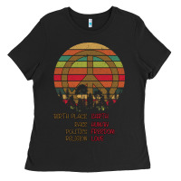 Black Birthplace Earth Race Human Peace Sign Hippie Ladies Tee - Bettercallsaul