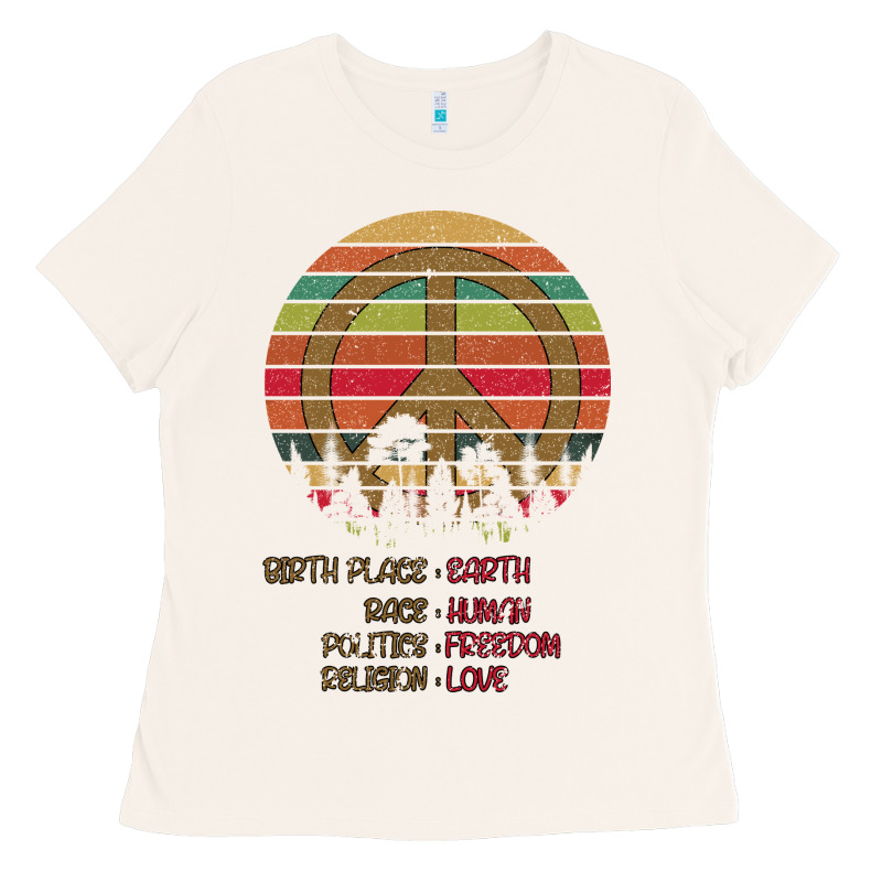 Birthplace Earth Race Human Peace Sign Hippie Ladies Tee by Bettercallsaul | Teevron