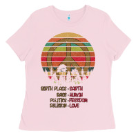 Bubblegum Pink Birthplace Earth Race Human Peace Sign Hippie Ladies Tee - Bettercallsaul