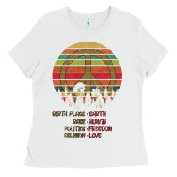 White Birthplace Earth Race Human Peace Sign Hippie Ladies Tee - Bettercallsaul