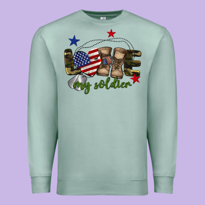 Love My Soldier Premium Sweatshirt Designed By Barkaloodesign