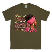 Army Green Blessed is she who has believed afro woman Classic Tee - RanaPortraitStore