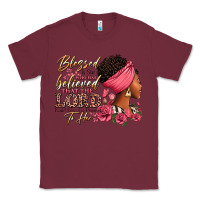 Burgundy Blessed is she who has believed afro woman Classic Tee - RanaPortraitStore