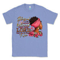 Colony Blue Blessed is she who has believed afro woman Classic Tee - RanaPortraitStore