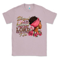 Lilac Blessed is she who has believed afro woman Classic Tee - RanaPortraitStore