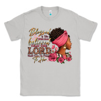 Moon Dust Blessed is she who has believed afro woman Classic Tee - RanaPortraitStore