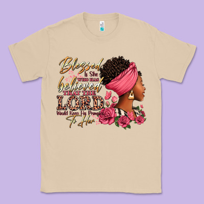 Blessed Is She Who Has Believed Afro Woman Classic Tee Designed By Ranaportraitstore