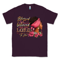 Plum Blessed is she who has believed afro woman Classic Tee - RanaPortraitStore
