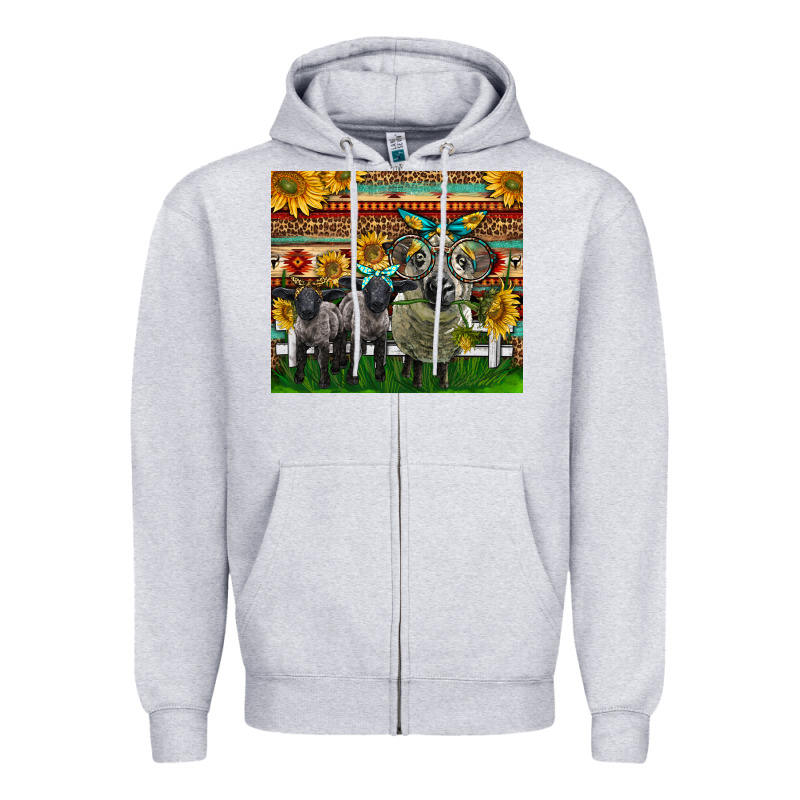 Western Cute Hampshire Sheep Family Zipper Hoodie by LillyAllenDesigns | Teevron