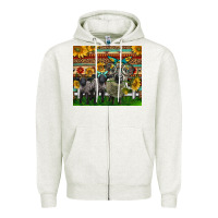 Oatmeal Heather Western Cute Hampshire Sheep Family Zipper Hoodie - LillyAllenDesigns