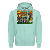 Seafoam Western Cute Hampshire Sheep Family Zipper Hoodie - LillyAllenDesigns