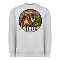 Heather Grey elk buck deer christmas Heavyweight Sweatshirt - LillyAllenDesigns