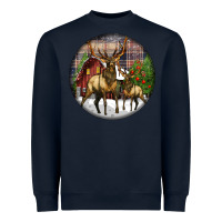 Navy elk buck deer christmas Heavyweight Sweatshirt - LillyAllenDesigns