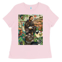 Bubblegum Pink saint francis Ladies Tee - ArtChic