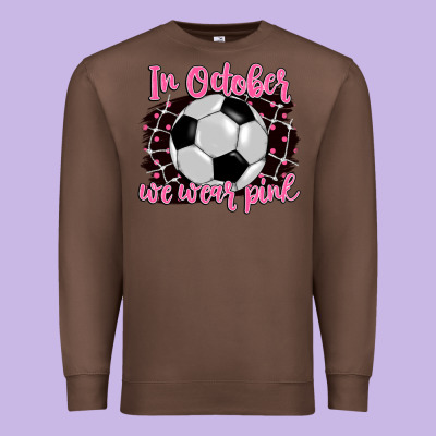 In October We Wear Pink Soccer Premium Sweatshirt Designed By Barkaloodesign