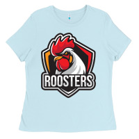 Baby Blue rooster art Ladies Tee - ArtChic