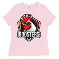 Bubblegum Pink rooster art Ladies Tee - ArtChic