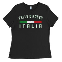 Black valle d'aosta italia italy region typography design Ladies Tee - ArtChic