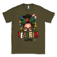Army Green teacher life afro messy bun Classic Tee - texasbilliewilder