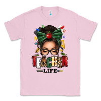 Bubblegum Pink teacher life afro messy bun Classic Tee - texasbilliewilder