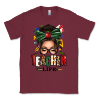 Burgundy teacher life afro messy bun Classic Tee - texasbilliewilder