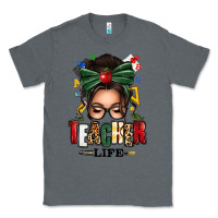 Charcoal Heather teacher life afro messy bun Classic Tee - texasbilliewilder