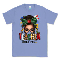 Colony Blue teacher life afro messy bun Classic Tee - texasbilliewilder