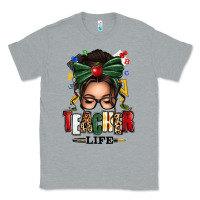 Heather Grey teacher life afro messy bun Classic Tee - texasbilliewilder