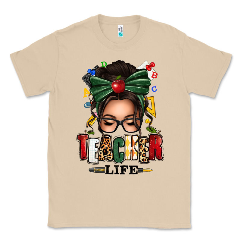 Teacher Life Afro Messy Bun Classic Tee by texasbilliewilder | Teevron