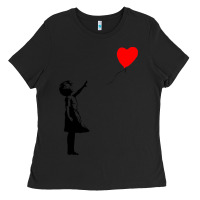 Black banksy girl with balloon Ladies Tee - ArtChic