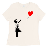 Bone banksy girl with balloon Ladies Tee - ArtChic