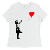 White banksy girl with balloon Ladies Tee - ArtChic