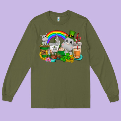 St. Patrick's Hippopotamus Coffee Cups Long Sleeve Tee Designed By Cowgirlartshop