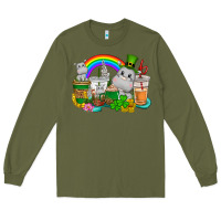 Army Green St. Patrick's Hippopotamus coffee cups Long Sleeve Tee - CowGirlArtShop