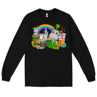 Black St. Patrick's Hippopotamus coffee cups Long Sleeve Tee - CowGirlArtShop