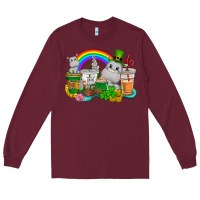Burgundy St. Patrick's Hippopotamus coffee cups Long Sleeve Tee - CowGirlArtShop