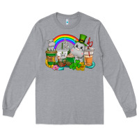 Heather Grey St. Patrick's Hippopotamus coffee cups Long Sleeve Tee - CowGirlArtShop