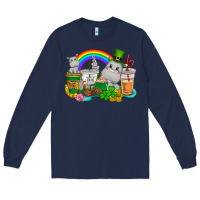 Navy St. Patrick's Hippopotamus coffee cups Long Sleeve Tee - CowGirlArtShop