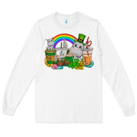 White St. Patrick's Hippopotamus coffee cups Long Sleeve Tee - CowGirlArtShop